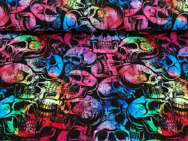 French Terry Bunte Totenkopfe